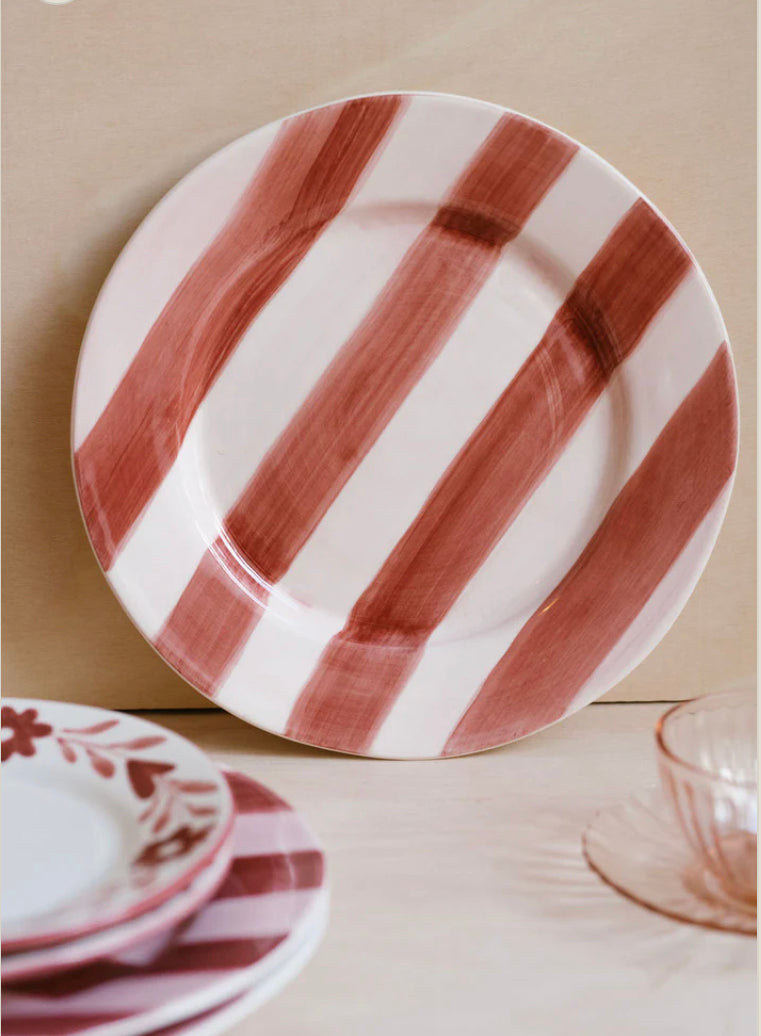 Striped Hand Painted Dinner Plate