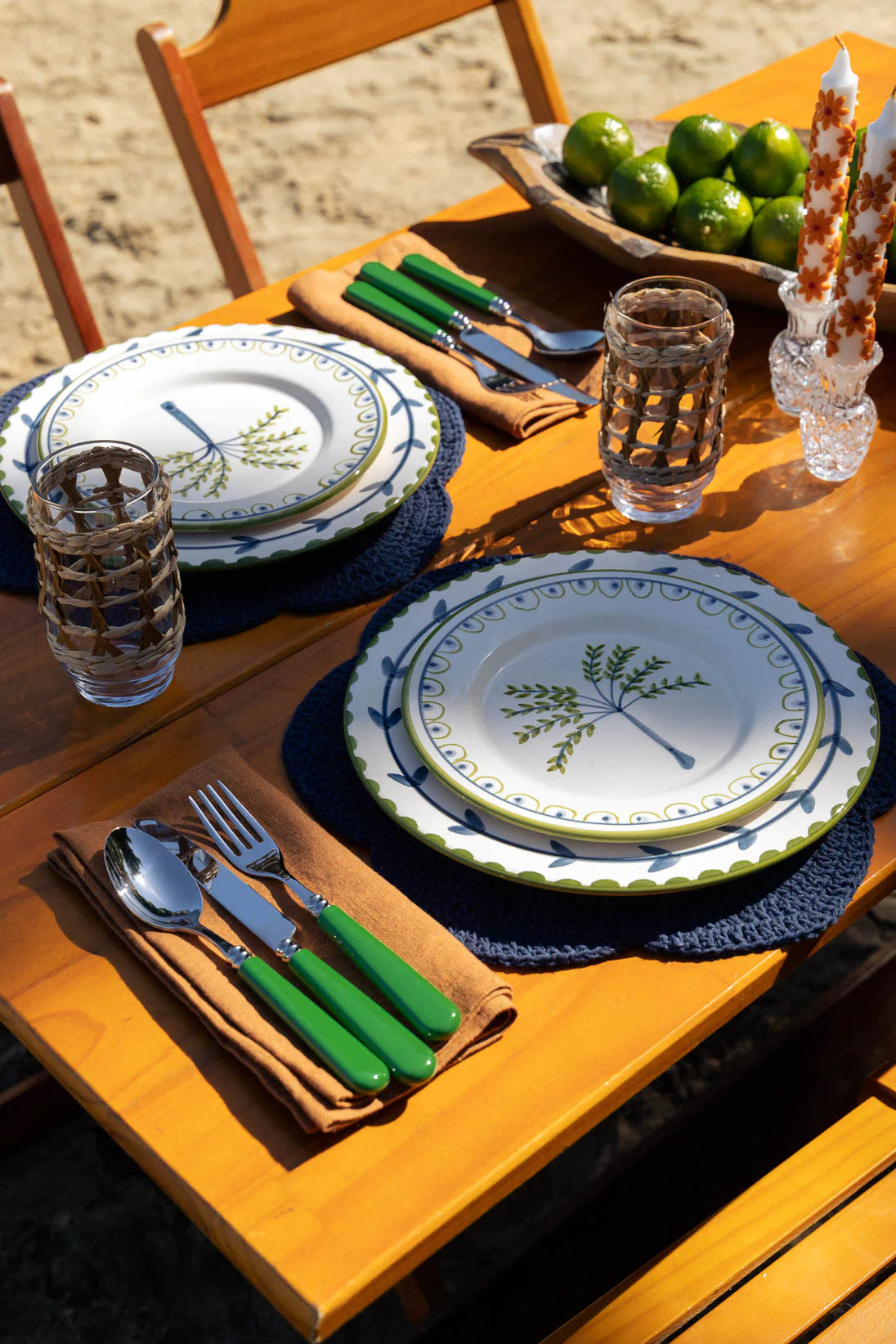 Coconut Tree Hand Painted Dessert Plate