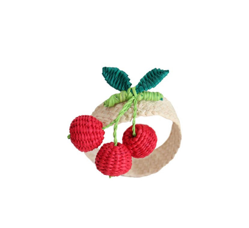 Bowl Full of Cherries Napkin Ring Set of 2