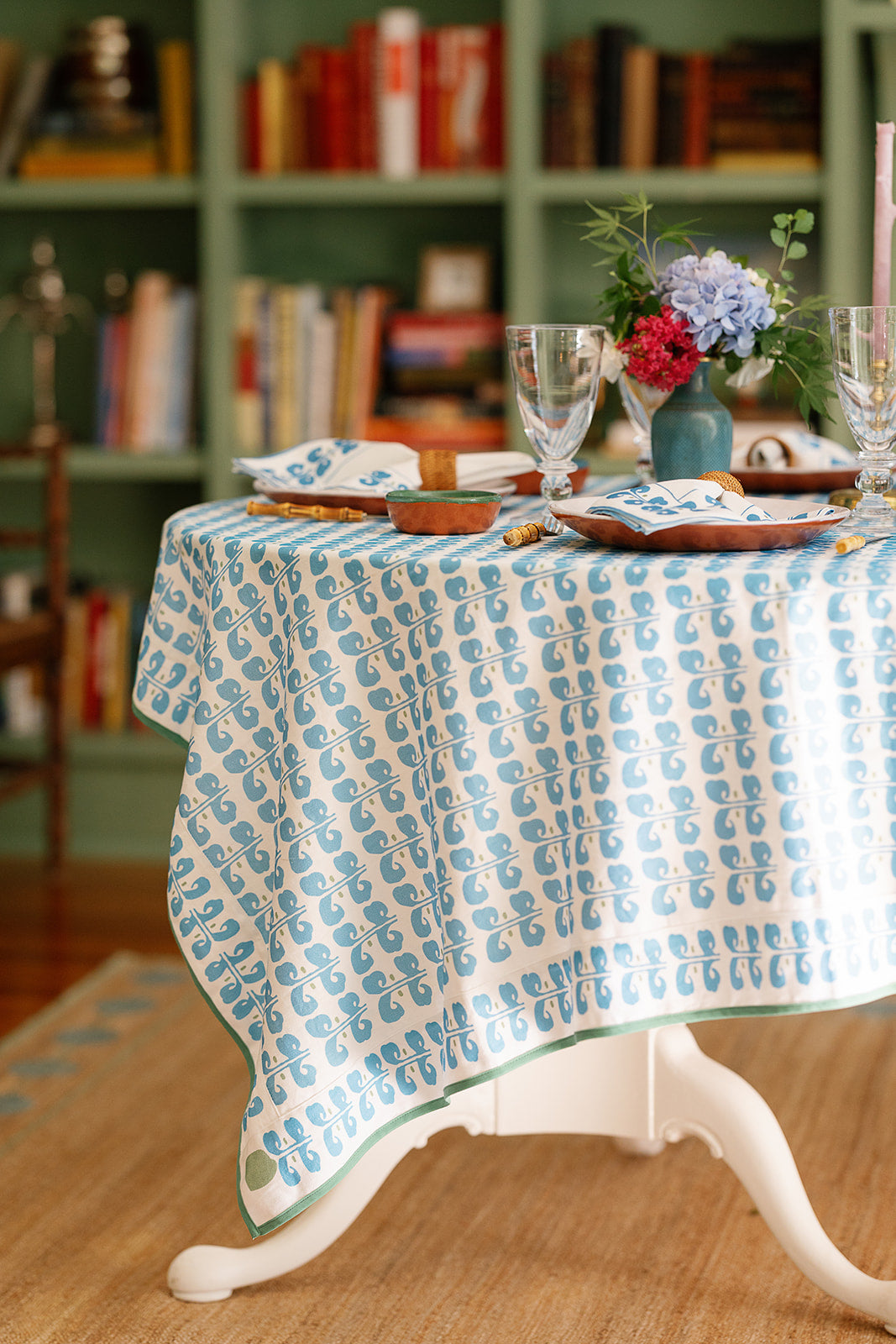 Blue Suzani Stripe Tablecloth