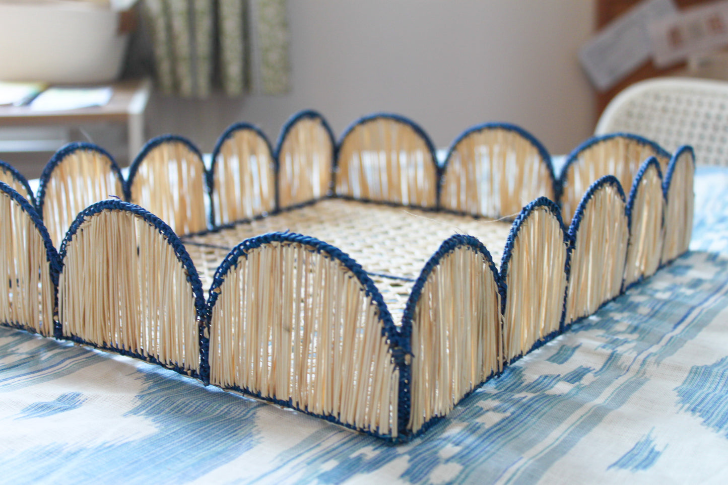 Margaret Tray with Navy Border
