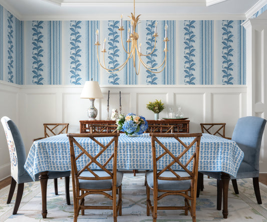 Blue Suzani Stripe Tablecloth