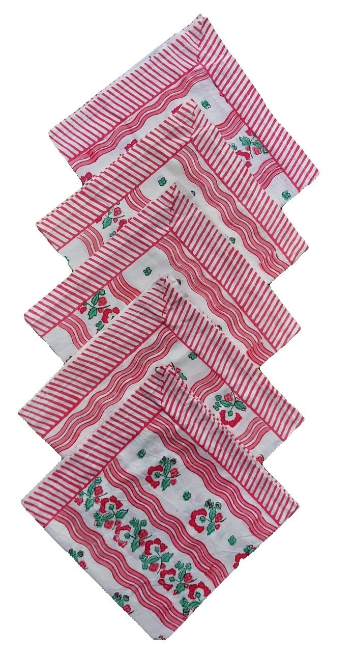 Morris Stripe Napkins, Poppy, Set of Four