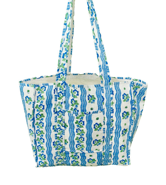 Morris Stripe Tote Blue