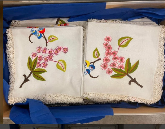 Vintage Bloom Embroidered Napkins