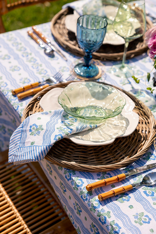 Morris Stripe Tablecloth in Blue