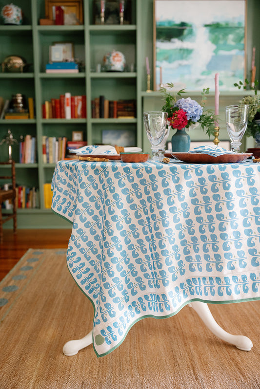Blue Suzani Stripe Tablecloth