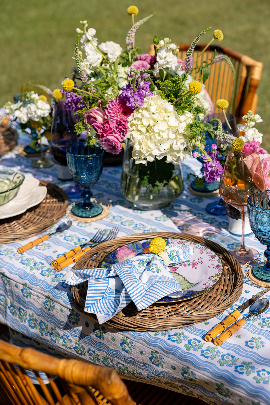 Morris Stripe Napkins, Blue, Set of Four